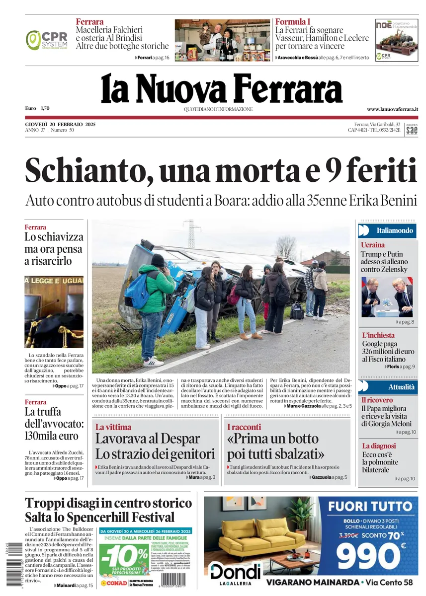 Prima-pagina-nuova ferrara-oggi-edizione-del-2025-02-20